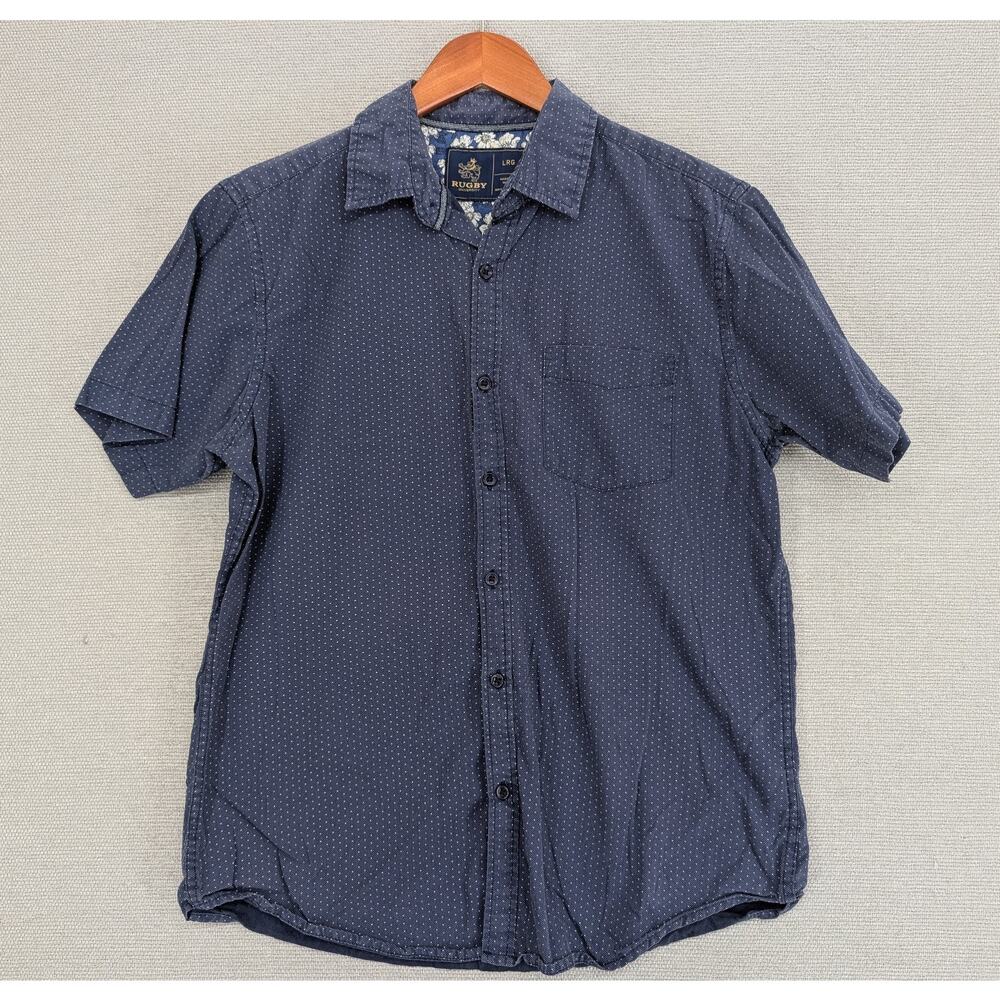 Rugby University Mens Size Large Navy Short Sleeve Shirt